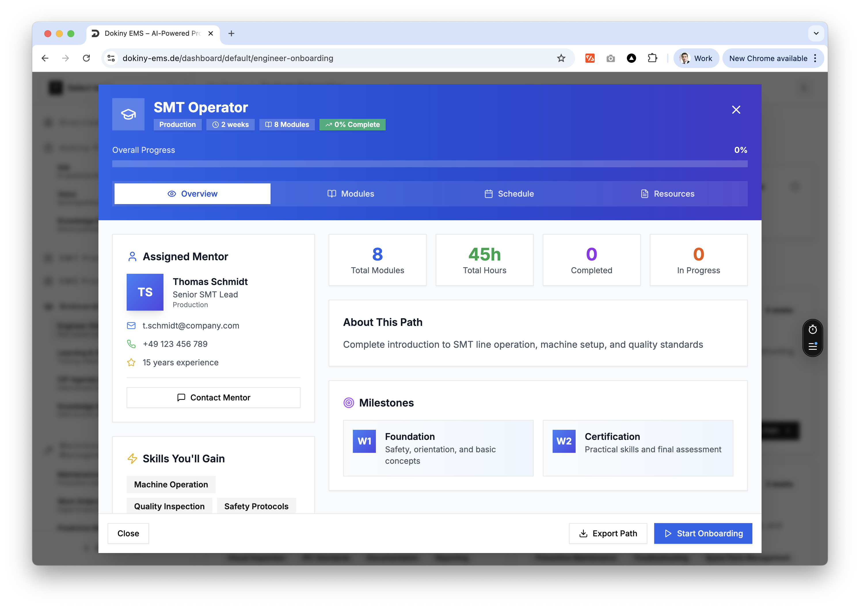 Dokiny EMS Traceability View